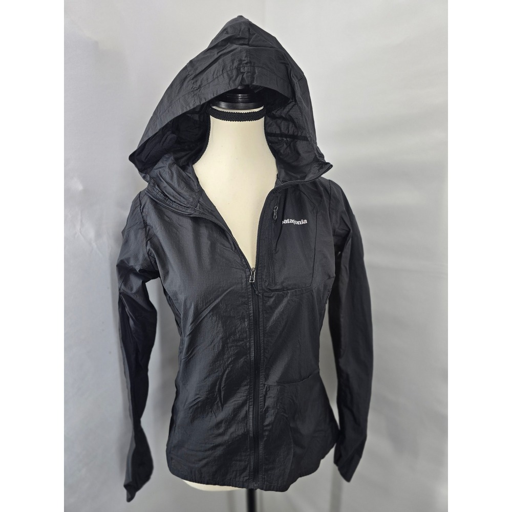 Patagonia Houdini Jacket Womens XS Black Full Zip Hooded Windbreaker 24147